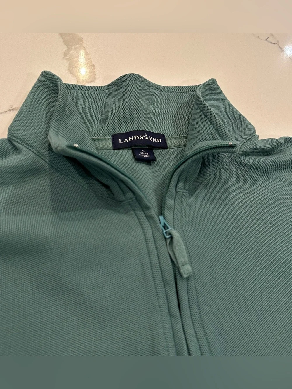 Lands' End Men’s 1/4 Zip Pullover Sage Green Preppy Nautical Outdoors Coastal XL